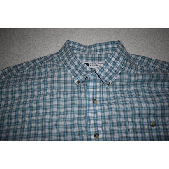 Onward Reserve Spring Dress Shirt Men Size Large Blue Plaid Short Sleeve - Picture 5 of 7